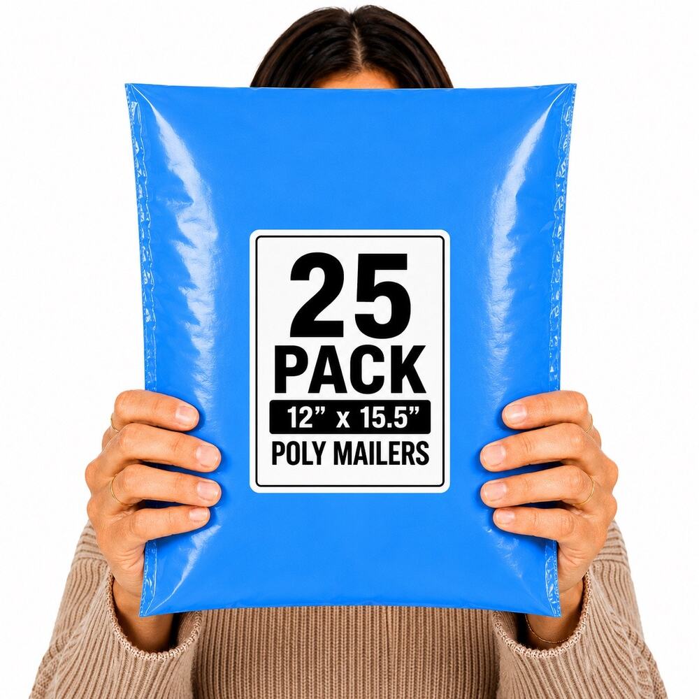 POLYMAILERS BLUE SHIPPING BAGS (25 PACK) 12" X 15.5" SELF SEAL MAILERS NEW